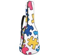 Borsa per chitarra acustica, imbottitura spessa 1 cm, in tessuto Oxford impermeabile, zaino per chitarra elettrica e basso classico da 40 a 42 pollici, puzzle colorati, Multicolore 07, 42.9x16.9x4.7