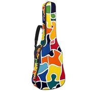 Borsa per chitarra acustica, imbottitura spessa 1 cm, in tessuto Oxford impermeabile, zaino per chitarra elettrica e basso classico da 40 a 42 pollici, puzzle colorati, Multicolore 01, 42.9x16.9x4.7