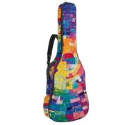 Borsa per chitarra acustica, imbottitura spessa 1 cm, in tessuto Oxford impermeabile, zaino per chitarra elettrica e basso classico da 40 a 42 pollici, puzzle colorati, Multicolore 08, 42.9x16.9x4.7