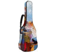 Borsa per chitarra acustica, imbottitura spessa 1 cm, in tessuto Oxford impermeabile, zaino per chitarra elettrica e basso classico da 40 a 42 pollici, puzzle colorati, Multicolore 09, 42.9x16.9x4.7