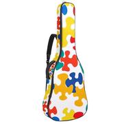 Borsa per chitarra acustica, imbottitura spessa 1 cm, in tessuto Oxford impermeabile, zaino per chitarra elettrica e basso classico da 40 a 42 pollici, puzzle colorati, Multicolore 10., 42.9x16.9x4.7
