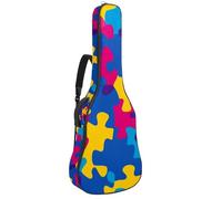 Borsa per chitarra acustica puzzle colorata, custodia per chitarra da 40 41 e 106,7 cm, con doppia tracolla regolabile e anello posteriore per gancio, Multicolore 01, 42.9x16.9x4.7 in, Zaino casual