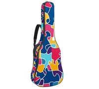 Borsa per chitarra acustica puzzle colorata, custodia per chitarra da 40 41 e 106,7 cm, con doppia tracolla regolabile e anello posteriore per gancio, Multicolore 05, 42.9x16.9x4.7 in, Zaino casual