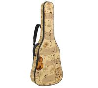 Borsa per chitarra acustica vintage con note musicali 41 da 106,7 cm, con tracolla regolabile, con gancio posteriore, adatta per chitarre elettriche, bassi, chitarre classiche e ukulele, Nota musicale