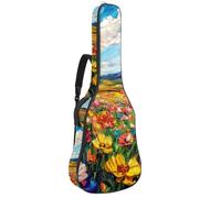 Borsa per chitarra da 104 cm, doppia tracolla regolabile, custodia per chitarra acustica, arte estetica colorata Field 106, custodia per chitarra impermeabile in tessuto Oxford spesso spugna, Campo