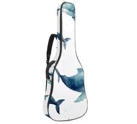 Borsa per chitarra da 104 cm, doppia tracolla regolabile, custodia per chitarra acustica, balene blu oceano, custodia impermeabile in tessuto Oxford spesso spugna, Balene Blu Animali Oceano,