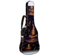 Borsa per chitarra da 104 cm, doppia tracolla regolabile, custodia per chitarra acustica, cappelli da strega di Halloween, custodia per 3 chitarre, impermeabile, panno Oxford spesso spugna, Cappelli