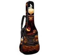 Borsa per chitarra da 104 cm, doppia tracolla regolabile, custodia per chitarra acustica con zucca di Halloween Castle 2, custodia impermeabile in tessuto Oxford spesso spugna, Castello di zucca di