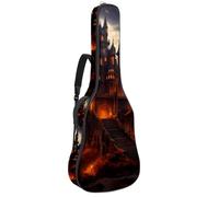 Borsa per chitarra da 104 cm, doppia tracolla regolabile, custodia per chitarra acustica, decorazione castello di Halloween, custodia per chitarra 9, impermeabile, panno Oxford in spugna spessa,