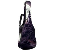 Borsa per chitarra da 104 cm, doppia tracolla regolabile, custodia per chitarra acustica, decorazione castello di Halloween, custodia per chitarra 39, impermeabile, panno Oxford in spugna spessa,