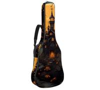 Borsa per chitarra da 104 cm, doppia tracolla regolabile, custodia per chitarra acustica, decorazione castello di Halloween, custodia per chitarra 51, impermeabile, panno Oxford in spugna spessa,