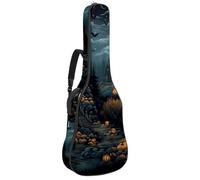 Borsa per chitarra da 104 cm, doppia tracolla regolabile, custodia per chitarra acustica, decorazione castello di Halloween, custodia per chitarra 45, impermeabile, panno Oxford in spugna spessa,