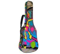 Borsa per chitarra da 104 cm, doppia tracolla regolabile, custodia per chitarra acustica, graffiti con personaggio danzante, custodia per chitarra colorata, impermeabile, panno Oxford spesso spugna,