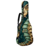 Borsa per chitarra da 104 cm, doppia tracolla regolabile, custodia per chitarra acustica, impermeabile, in tessuto Oxford, con spugna spessa, Cavalluccio marino verde arte, 42.9x16.9x4.7 in, Design