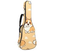 Borsa per chitarra da 104 cm, doppia tracolla regolabile, per chitarra acustica, custodia per chitarra con simpatico cane Corgi in stile cartone animato, impermeabile, in tessuto Oxford, spugna