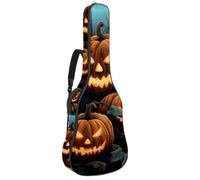 Borsa per chitarra da 104 cm, doppia tracolla regolabile, per chitarra acustica, decorazione di zucche di Halloween, custodia per 3 chitarre, impermeabile, panno Oxford in spugna spessa, Decorazioni