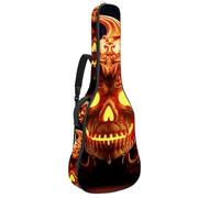 Borsa per chitarra da 104 cm, doppia tracolla regolabile, per chitarra acustica, motivo castello di Halloween, custodia per chitarra 18, impermeabile, panno Oxford spesso spugna, Modello castello di
