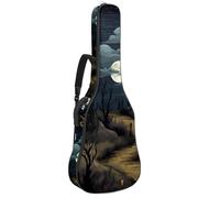 Borsa per chitarra da 104 cm, doppia tracolla regolabile, per chitarra acustica, motivo castello di Halloween, custodia per chitarra 63, impermeabile, in tessuto Oxford, spugna spessa, Modello