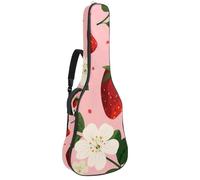 Borsa per chitarra di dimensioni standard, 40 41 42 pollici custodia per chitarra elettrica basso chitarra classica, fragola e sfondo rosa fiore carino, Multicolore 07, 42.9x16.9x4.7 in, Zaino casual
