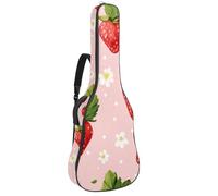 Borsa per chitarra di dimensioni standard, 40 41 42 pollici custodia per chitarra elettrica basso chitarra classica, fragola e sfondo rosa fiore carino, Multicolore 04, 42.9x16.9x4.7 in, Zaino casual