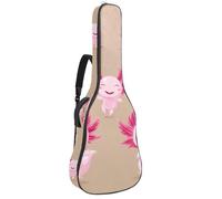 Borsa per chitarra di dimensioni standard, 40 41 42 pollici custodia per chitarra elettrica basso classico, simpatici elefanti in cartone animato con foglie su sfondo verde acqua, Multicolore 03