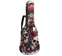 Borsa per chitarra estetica con motivo albero della vita con fasi lunari e farfalle colorate, borsa imbottita per chitarra acustica, zaino con tracolla regolabile tasche, Multicolore 08, 42.9x16.9x4.7