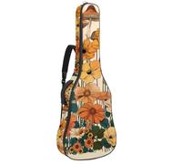 Borsa per chitarra estetica con motivo albero della vita con fasi lunari e farfalle colorate, borsa imbottita per chitarra acustica, zaino con tracolla regolabile tasche, Multicolore 05, 42.9x16.9x4.7