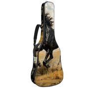Borsa per chitarra estetica con motivo albero della vita con fasi lunari e farfalle colorate, borsa imbottita per chitarra acustica, zaino con tracolla regolabile tasche, Multicolore 07, 42.9x16.9x4.7
