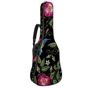 Borsa per chitarra, impermeabile, con cerniera, morbida, per chitarra elettrica, bassi, acustici e classici, con rose selvatiche e fiori di canapa