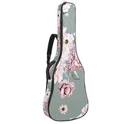 Borsa per chitarra, impermeabile, con cerniera, morbida, per chitarra elettrica, bassi, acustici e classici, folk, con fiori e ossa densi