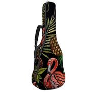 Borsa per chitarra, impermeabile, con cerniera, morbida, per chitarra elettrica, basso, acustica, classica e folk, con ricamo di palma fenicottero