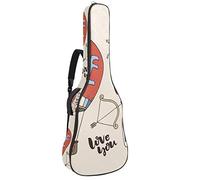 Borsa per chitarra impermeabile con cerniera morbida zaino per chitarra, basso acustico e classico folk chitarra elettrica Reto Happy Valentine's Day Love Hot Air Balloon