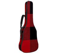 Borsa per chitarra impermeabile con cerniera morbida zaino per chitarra, basso acustico e classico folk chitarra elettrica nero rosso grande bufalo plaid modello classico