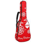 Borsa per chitarra impermeabile con cerniera morbida zaino per chitarra, basso acustico e classico folk chitarra elettrica borsa Merry Christmas Red Ornament-02