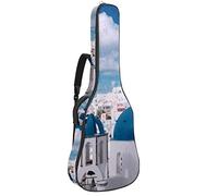 Borsa per chitarra impermeabile con cerniera morbida zaino per chitarra, basso acustico e classico folk chitarra elettrica Santorini Building Blue Sky