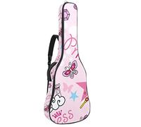 Borsa per chitarra impermeabile con cerniera morbida zaino per chitarra, basso acustico e classico folk chitarra elettrica borsa principessa castello magico bastone rosa