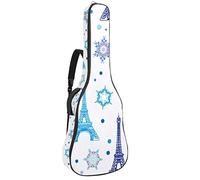 Borsa per chitarra impermeabile con cerniera morbida zaino per chitarra, basso acustico e classico folk chitarra elettrica blu Parigi Eiffel Torre fiocco di neve