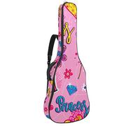 Borsa per chitarra impermeabile con cerniera morbida zaino per chitarra, basso acustico e classico folk chitarra elettrica borsa ragazze rosa castello corona magica bacchetta regali fiori principessa