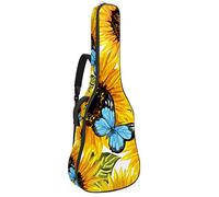 Borsa per chitarra impermeabile con cerniera morbida zaino per chitarra, basso acustico e classico folk chitarra elettrica borsa grande girasole farfalla