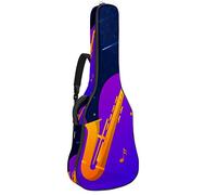 Borsa per chitarra impermeabile con cerniera morbida zaino per chitarra, basso acustico e classico folk chitarra elettrica Space Stars galleggiante da un sassofono dorato