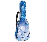 Borsa per chitarra impermeabile con cerniera morbida zaino per chitarra, basso acustico e classico folk chitarra elettrica bella blu bianco Natale appeso palla