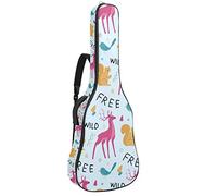 Borsa per chitarra impermeabile con cerniera morbida zaino per chitarra, basso acustico e classico folk chitarra elettrica rosa cervo giallo scoiattolo libero selvaggio