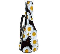 Borsa per chitarra impermeabile con cerniera morbida zaino per chitarra, basso acustico e classico folk chitarra elettrica fiori camomilla margherita