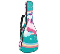 Borsa per chitarra impermeabile con cerniera morbida zaino per chitarra, basso acustico e classico folk chitarra elettrica cartoni animati unicorno tra nuvole