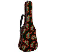 Borsa per chitarra impermeabile con cerniera morbida zaino per chitarra, basso acustico e classico folk chitarra elettrica rosso blu paisley vortici modello sfondo nero