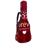 Borsa per chitarra impermeabile con cerniera morbida zaino per chitarra, basso acustico e classico folk chitarra elettrica Happy Valentine's Day Love Forever