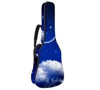 Borsa per chitarra impermeabile con cerniera morbida zaino per chitarra, basso acustico e classico folk chitarra elettrica blu notte cielo sfondo con luna sopra nuvole