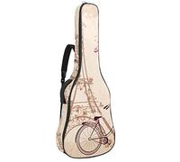 Borsa per chitarra impermeabile con cerniera morbida zaino per chitarra, basso acustico e classico folk chitarra elettrica Parigi Eiffel Tower Bicicletta