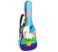 Borsa per chitarra impermeabile con cerniera morbida zaino per chitarra, basso acustico e classico folk chitarra elettrica Little Happy Unicorn con arcobaleno
