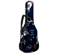 Borsa per chitarra impermeabile con cerniera morbida zaino per chitarra, basso acustico e classico folk chitarra elettrica Space Galaxy Rockets